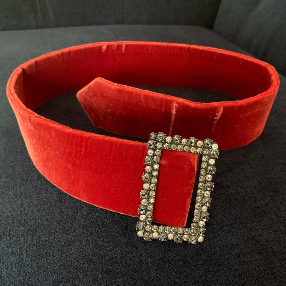 Lanvin Paris Velvet Rhinestone Belt *RARE